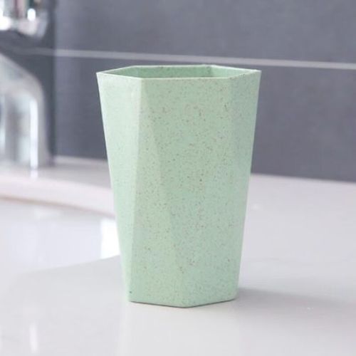 赫孜家用牙刷杯情侶洗漱杯漱口杯小麥秸稈杯子牙缸漱口杯 綠色 菱形款